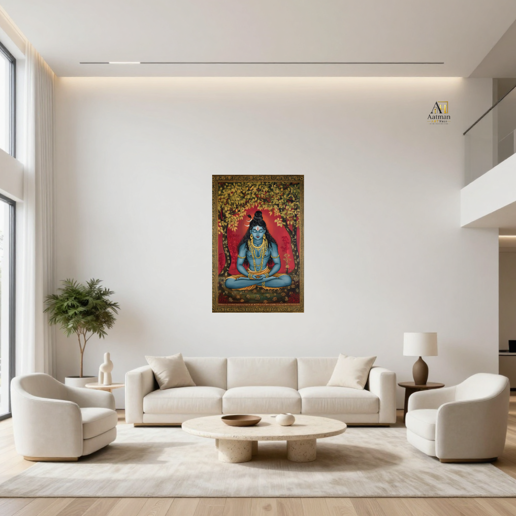 Shiva Meditation Under the Sacred Tree Premium Wall Art
