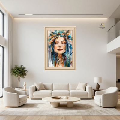Bohemian Woman Watercolor Premoum  Wall Art