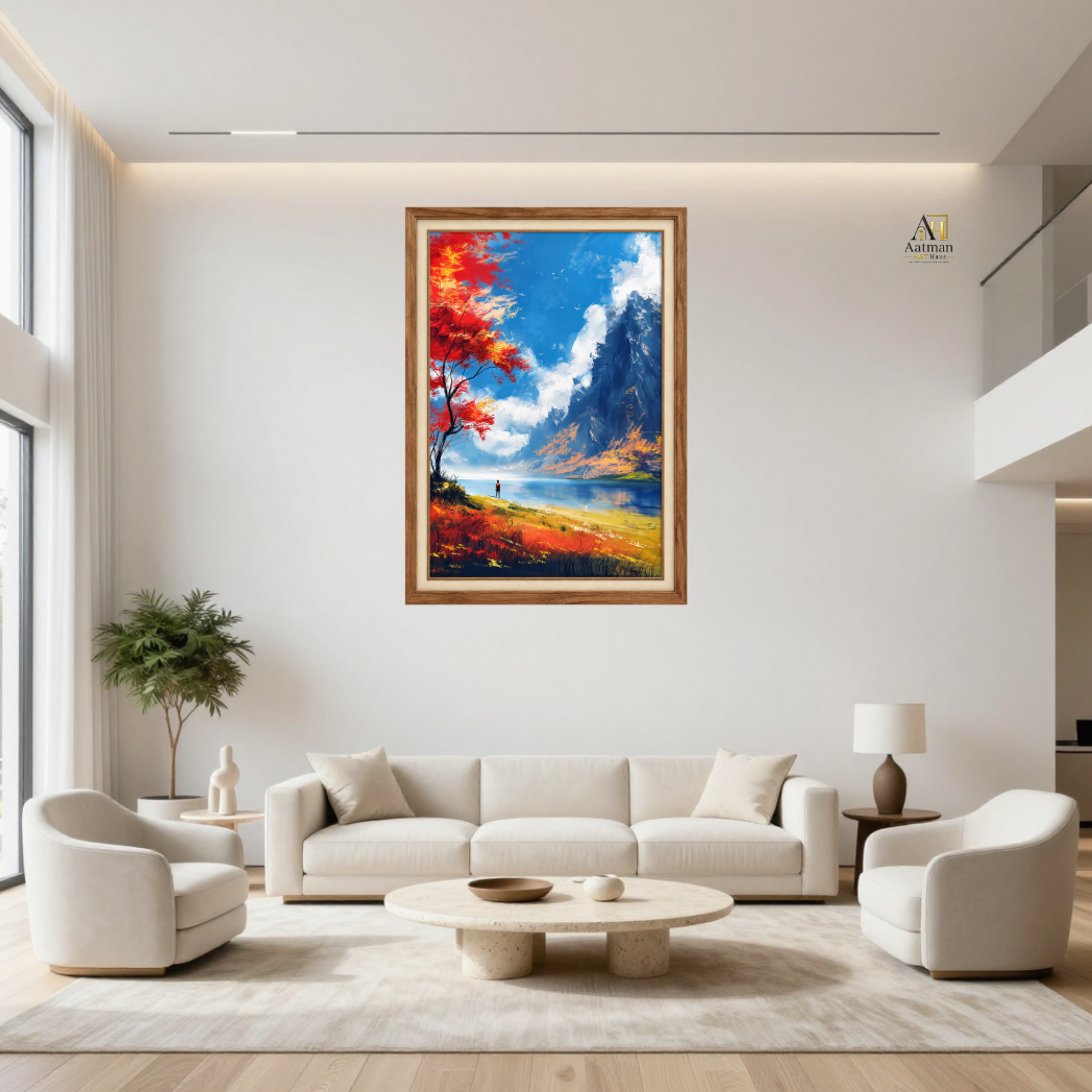 Mountain Lake Landscape Premium Wall art