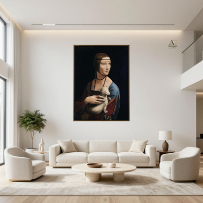 Lady with an Ermine by Leonardo da Vinci Reproduced Premium Wall Art