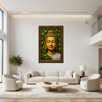 Golden Buddha Under the Bodhi Leaves | Premium Large Format Canvas Print