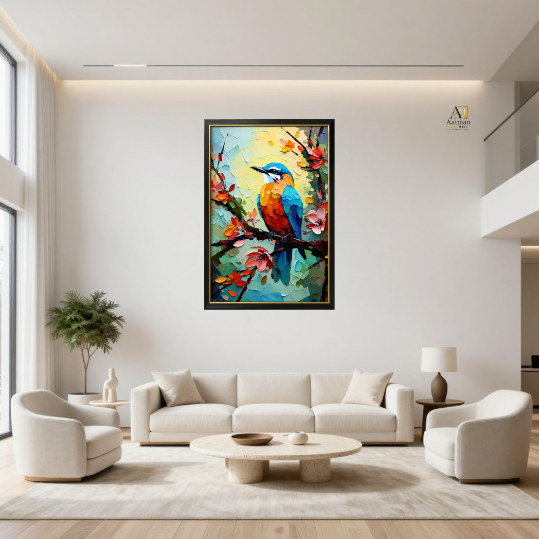 Vibrant Songbird in Bloom | Premium Medium & Large Format Canvas Print