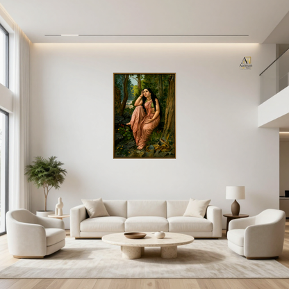 Damayanti in the Forest by Raja Ravi Varma Reproduced Premium Wall Art