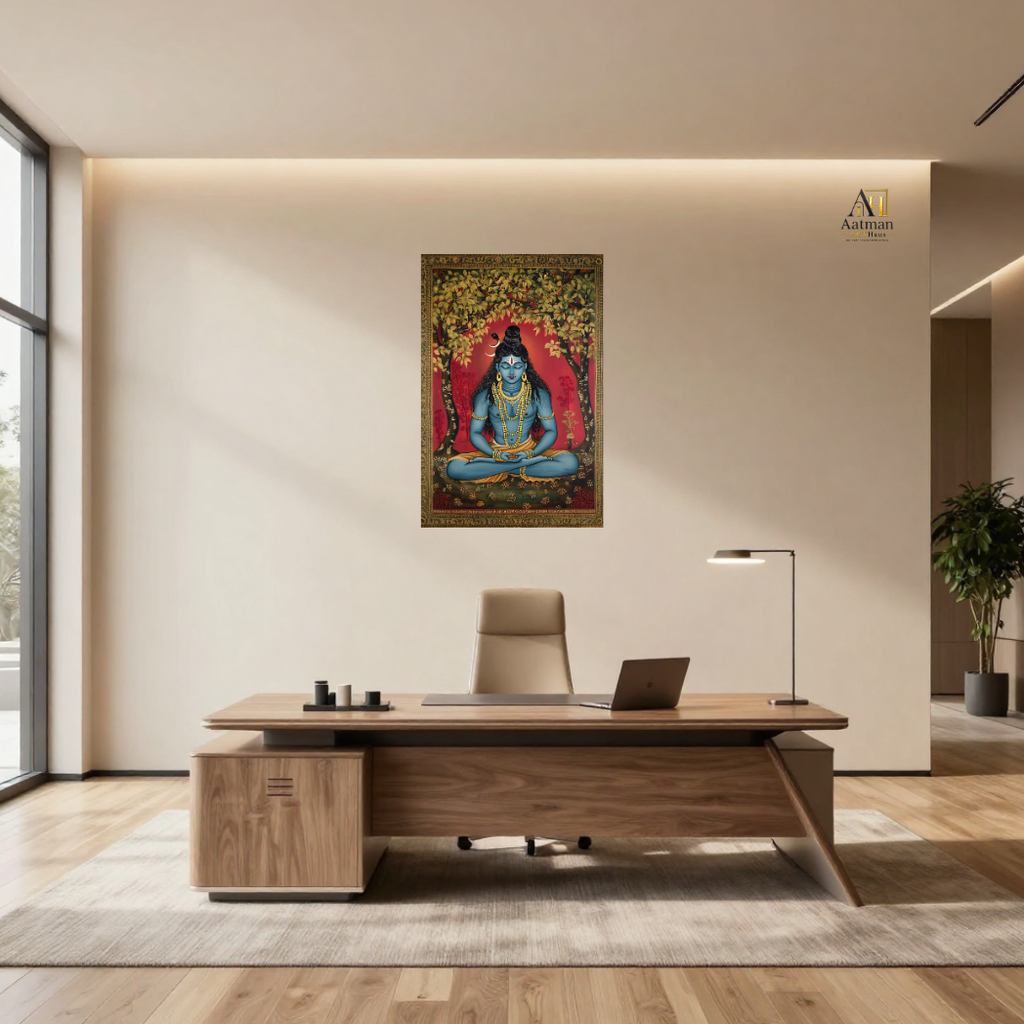 Shiva Meditation Under the Sacred Tree – Premium Large Format Canvas Print