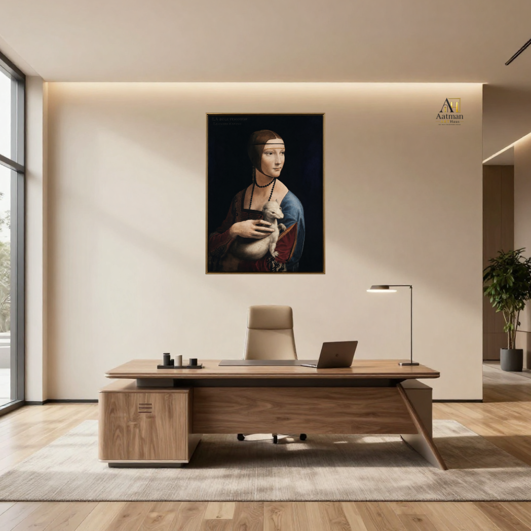 Lady with an Ermine by Leonardo da Vinci Reproduced Premium Wall Art