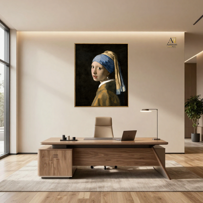 Girl with a Pearl Earring by Johannes Vermeer Reproduced Premium Wall Art