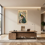 Traditional Jaipur Peacock Painting Premium Wall Art