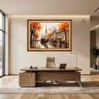 Autumn Vintage City Scape Premium Wll Art