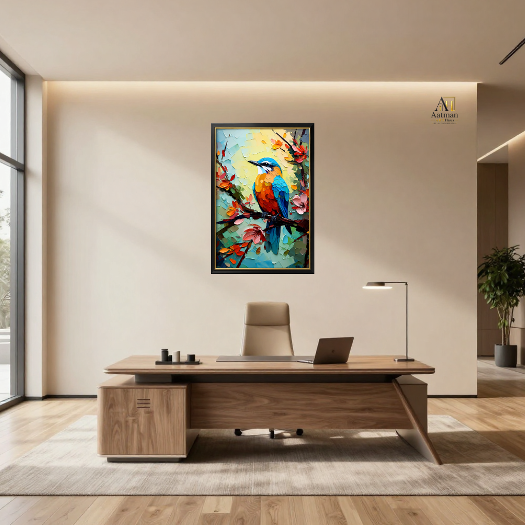 Vibrant Songbird in Bloom | Premium Medium & Large Format Canvas Print