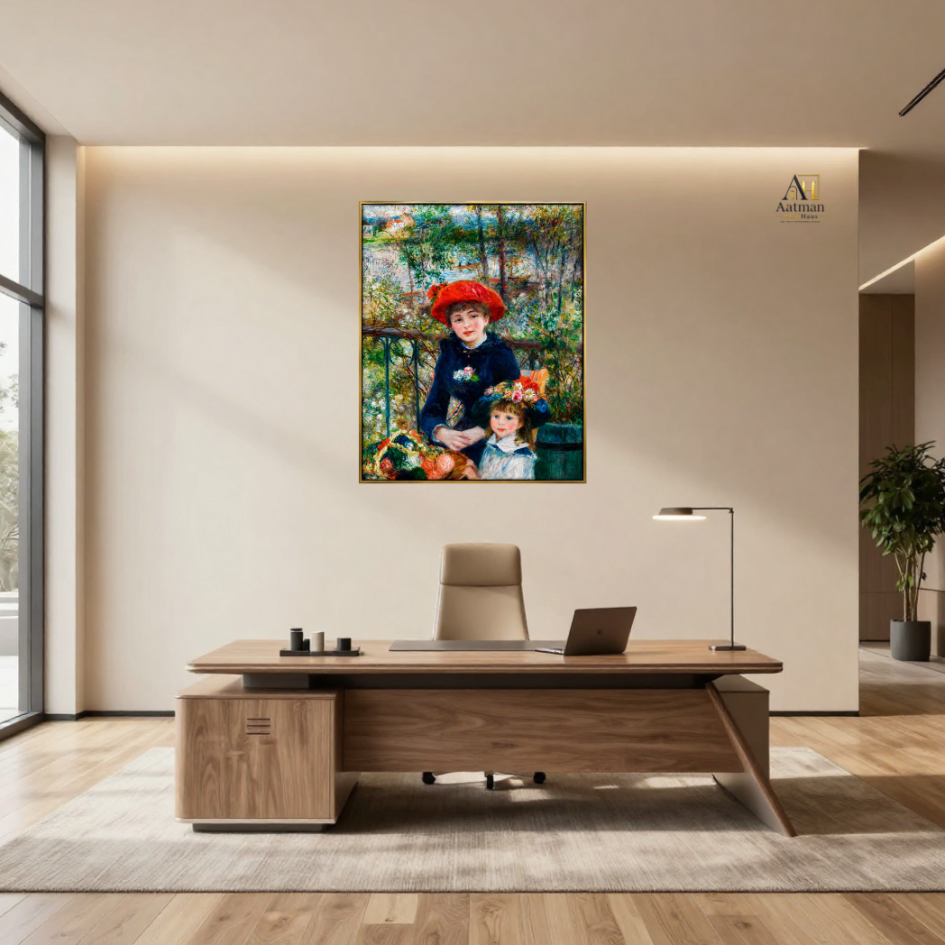 Two Sisters (On the Terrace) (1881) by Pierre-Auguste Renoir - reproduced Premium Wall Art