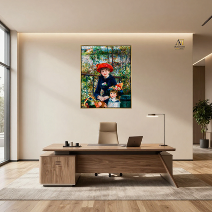 Two Sisters (On the Terrace) (1881) by Pierre-Auguste Renoir - reproduced Premium Wall Art