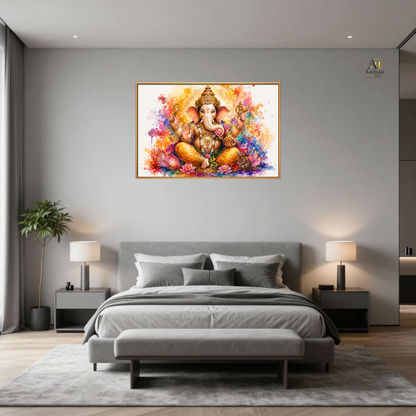 Lord Ganesha Watercolor Large Canvas Wall Art