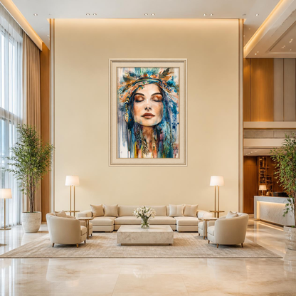 Bohemian Woman Watercolor Premoum  Wall Art