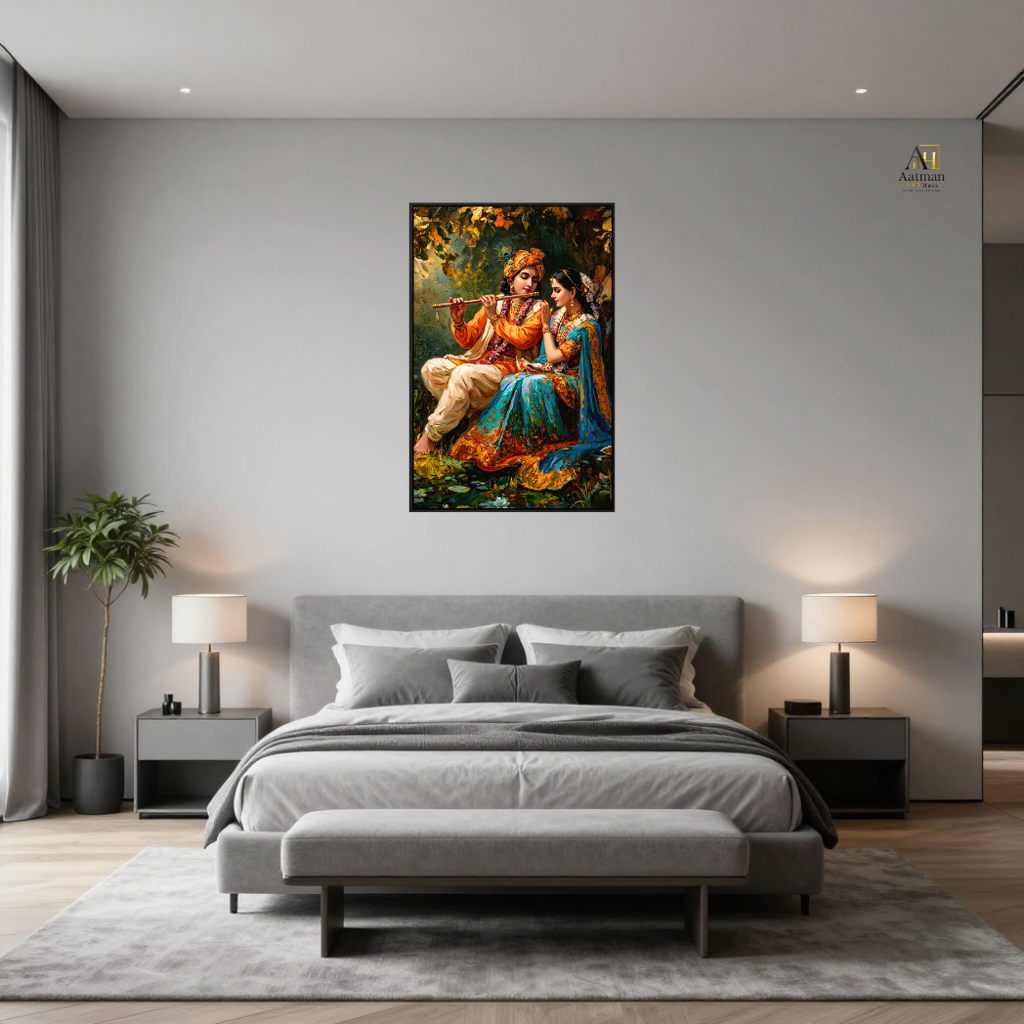 Radha Krishna Divine Melody – Premium Large Format Canvas Print