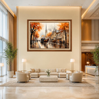 Autumn Vintage City Scape Premium Wll Art