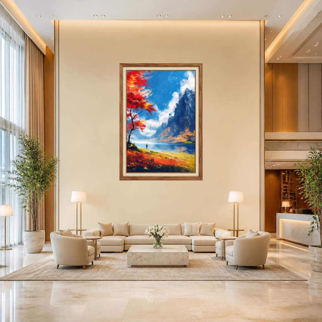 Mountain Lake Landscape Premium Wall art
