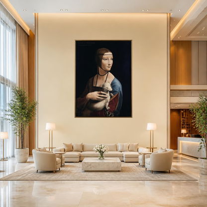 Lady with an Ermine by Leonardo da Vinci Reproduced Premium Wall Art