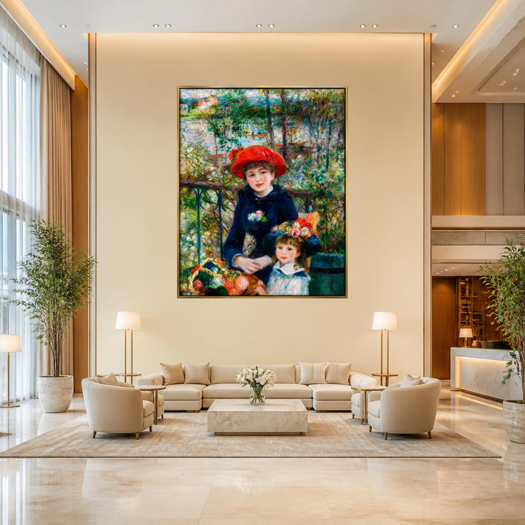 Two Sisters (On the Terrace) (1881) by Pierre-Auguste Renoir - reproduced Premium Wall Art