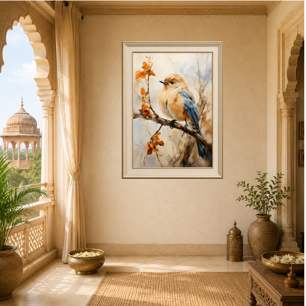 Bluebird in Autumn Serenity | Premium Medium & Large Format Canvas Print