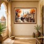 Autumn Vintage City Scape Premium Wll Art