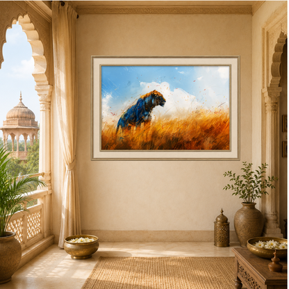 Majestic Blue Lion Pop Art Canvas Wall Art