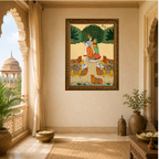 Radha Krishna with Sacred Cows – Traditional Pichwai Art | Premium Large Format Canvas Print