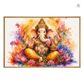 Lord Ganesha Watercolor Large Canvas Wall Art