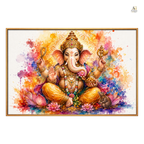Lord Ganesha Watercolor Large Canvas Wall Art