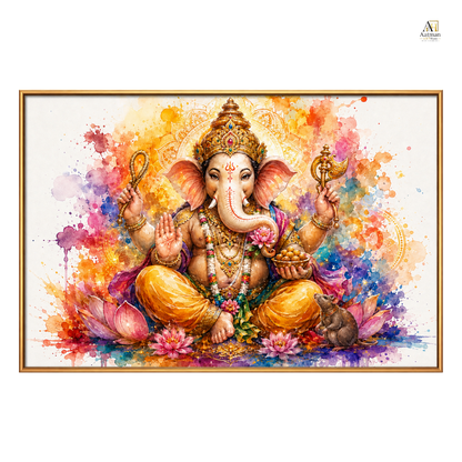 Lord Ganesha Watercolor Canvas Wall Art