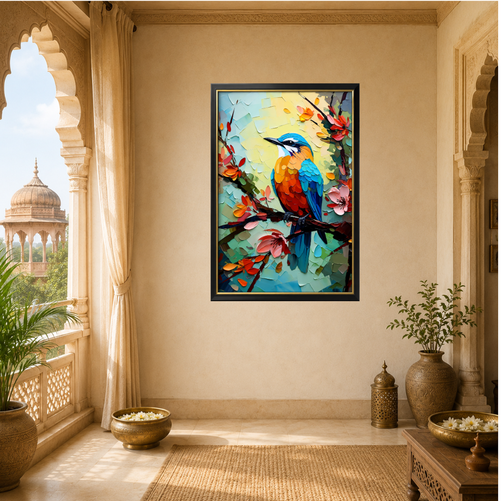 Vibrant Songbird in Bloom | Premium Medium & Large Format Canvas Print