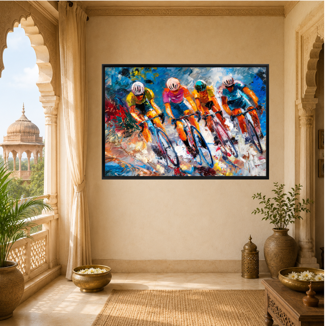 Expressive contemporary cycling Premium Wall Art
