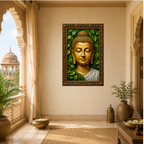 Golden Buddha Under the Bodhi Leaves | Premium Large Format Canvas Print