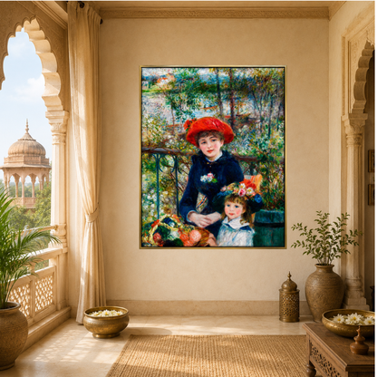 Two Sisters (On the Terrace) (1881) by Pierre-Auguste Renoir - reproduced Premium Wall Art