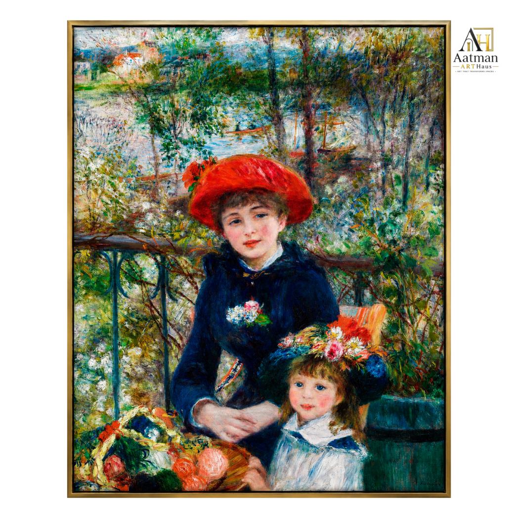 Two Sisters (On the Terrace) (1881) by Pierre-Auguste Renoir - reproduced Premium Wall Art