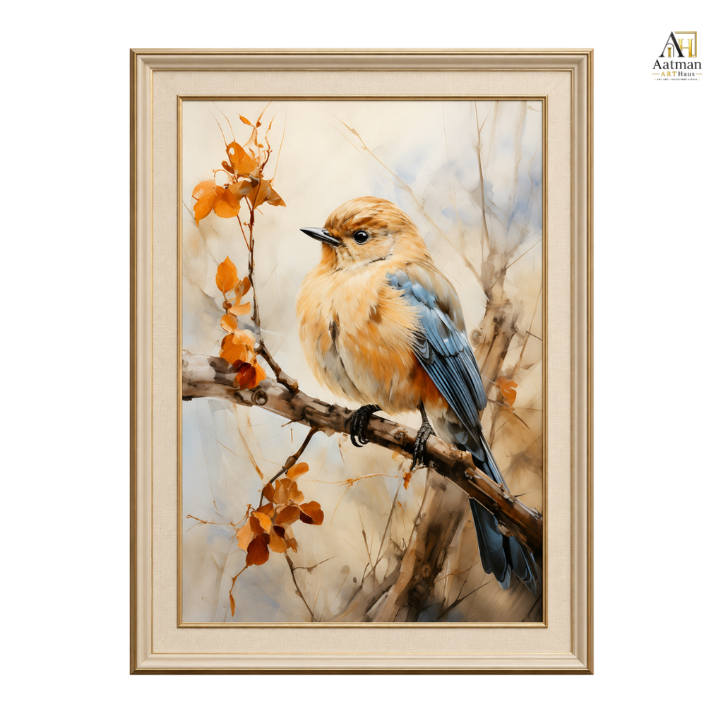 Bluebird in Autumn Serenity | Premium Medium & Large Format Canvas Print