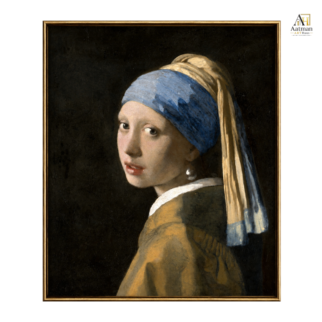 Girl with a Pearl Earring by Johannes Vermeer Reproduced Premium Wall Art