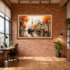 Autumn Vintage City Scape Premium Wll Art