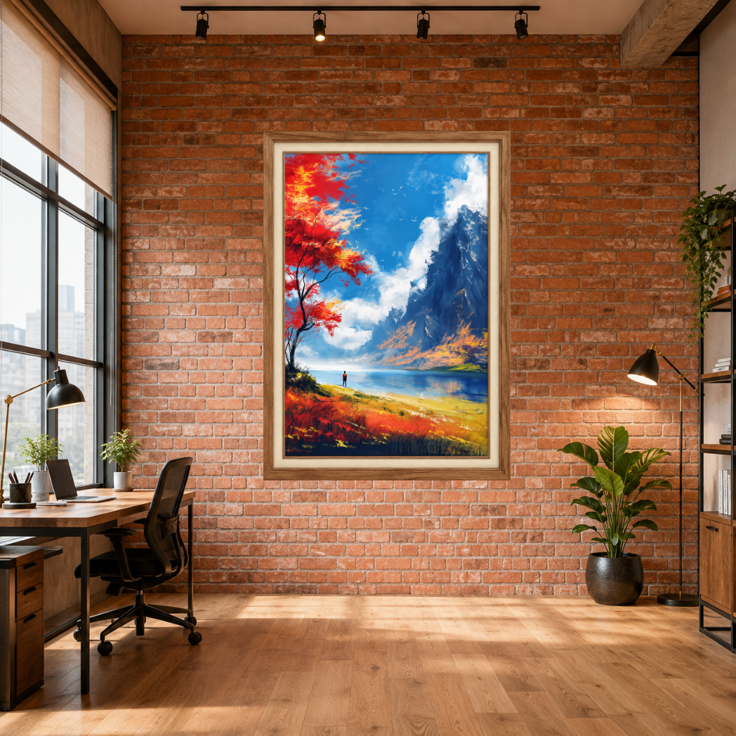 Mountain Lake Landscape Premium Wall art
