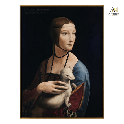 Lady with an Ermine by Leonardo da Vinci Reproduced Premium Wall Art