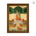Radha Krishna with Sacred Cows – Traditional Pichwai Art | Premium Large Format Canvas Print