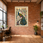 Traditional Jaipur Peacock Painting Premium Wall Art
