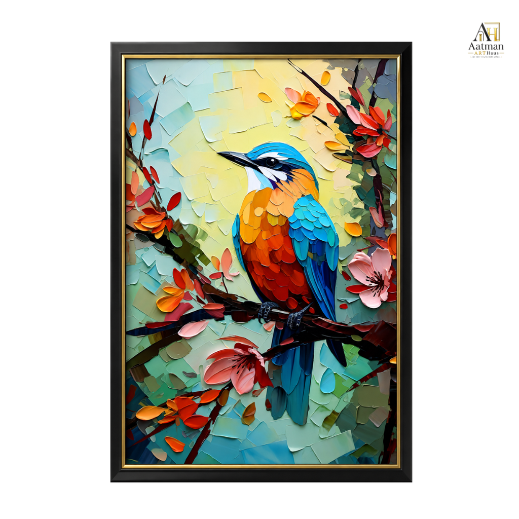 Vibrant Songbird in Bloom | Premium Medium & Large Format Canvas Print