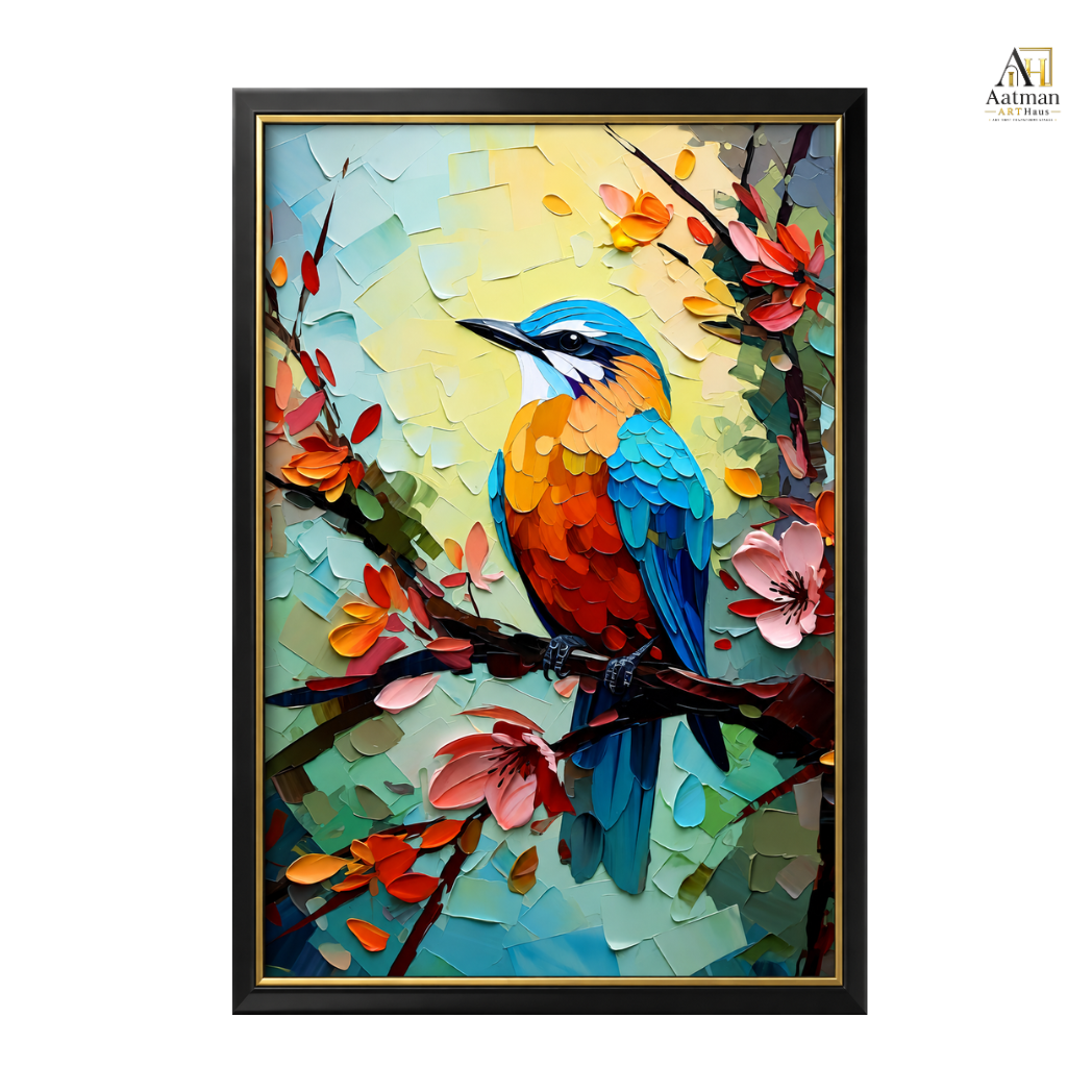 Vibrant Songbird in Bloom | Premium Medium & Large Format Canvas Print