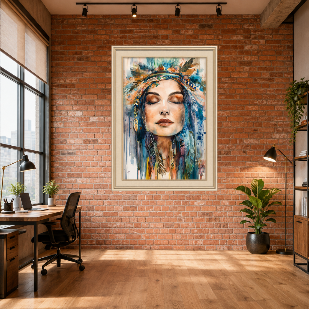 Bohemian Woman Watercolor Premoum  Wall Art