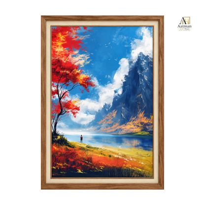 Mountain Lake Landscape Premium Wall art