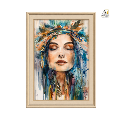 Bohemian Woman Watercolor Premoum  Wall Art
