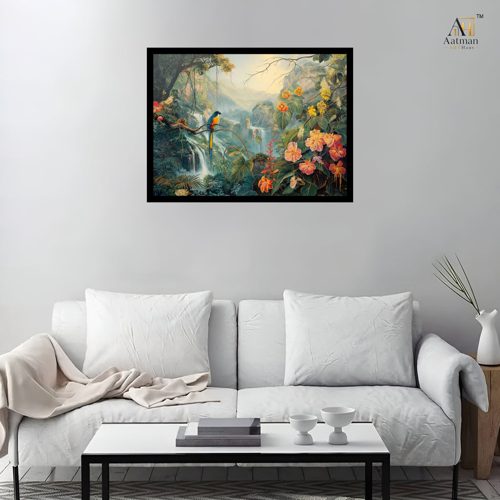 Tropical Waterfall Paradise Canvas Wall Art