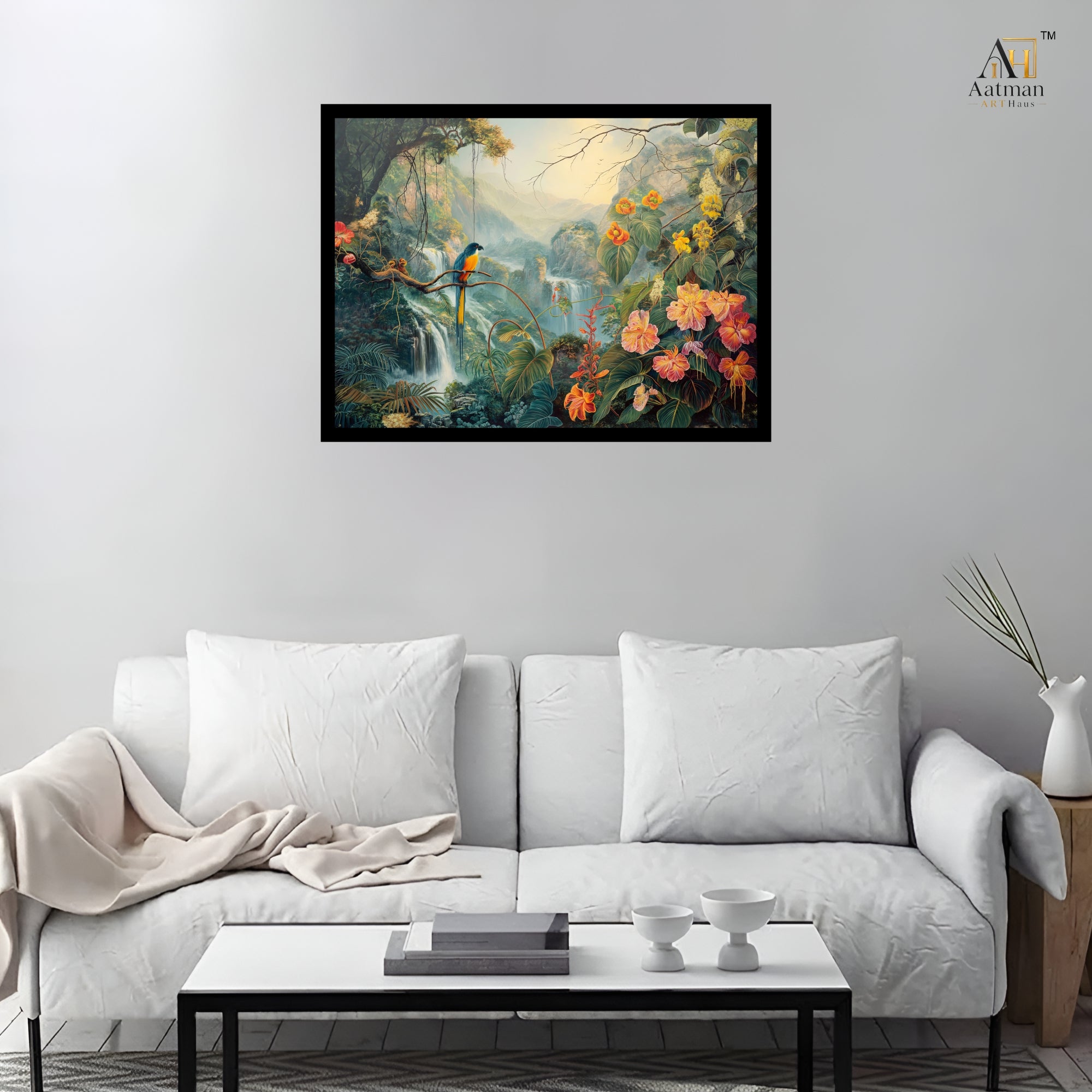 Tropical Waterfall Paradise Canvas Wall Art