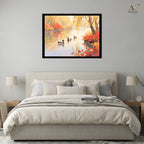 Autumn Ducks Lake Canvas Wall Art