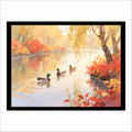 Autumn Ducks Lake Canvas Wall Art
